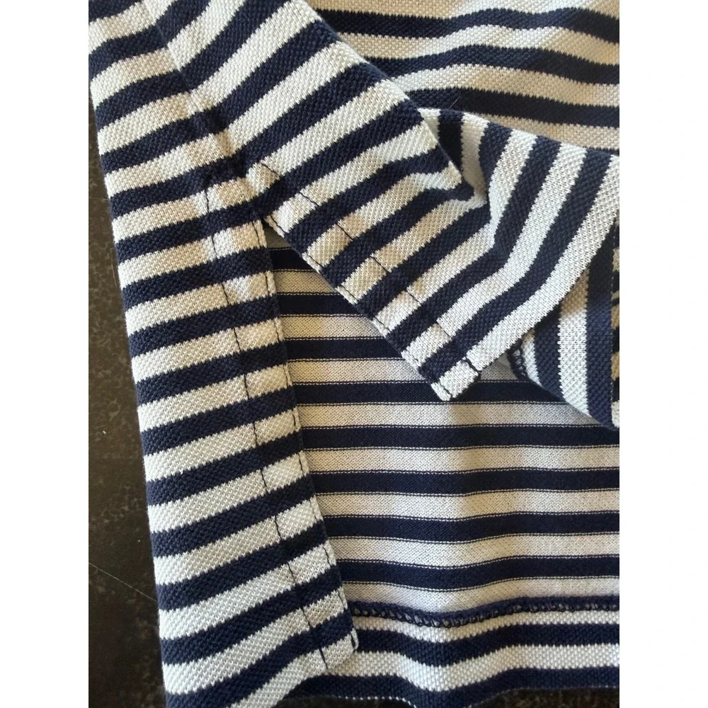 Polo Ralph Lauren Mens XLT Tall Navy White Striped Pima Cotton Polo Shirt  New